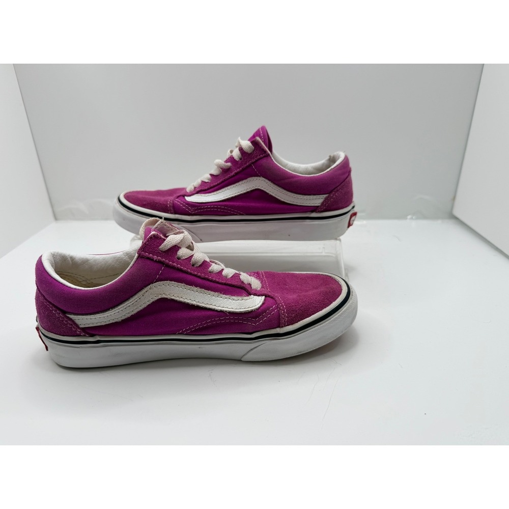 Vans Old Skool Pink Canvas Womens 5 White Stripe Lace Up Skate Shoes
